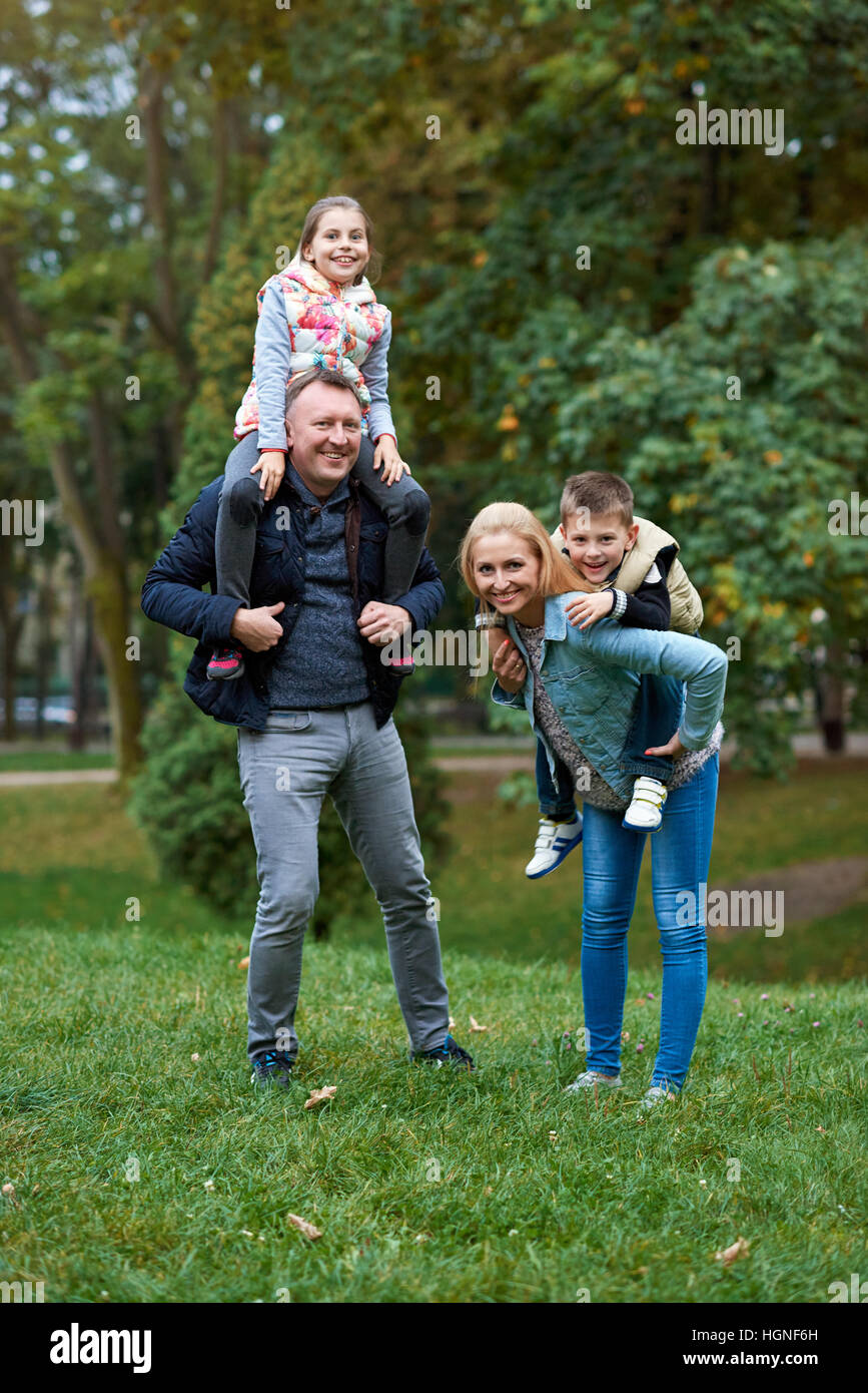 Family fun in the park Stock Photo