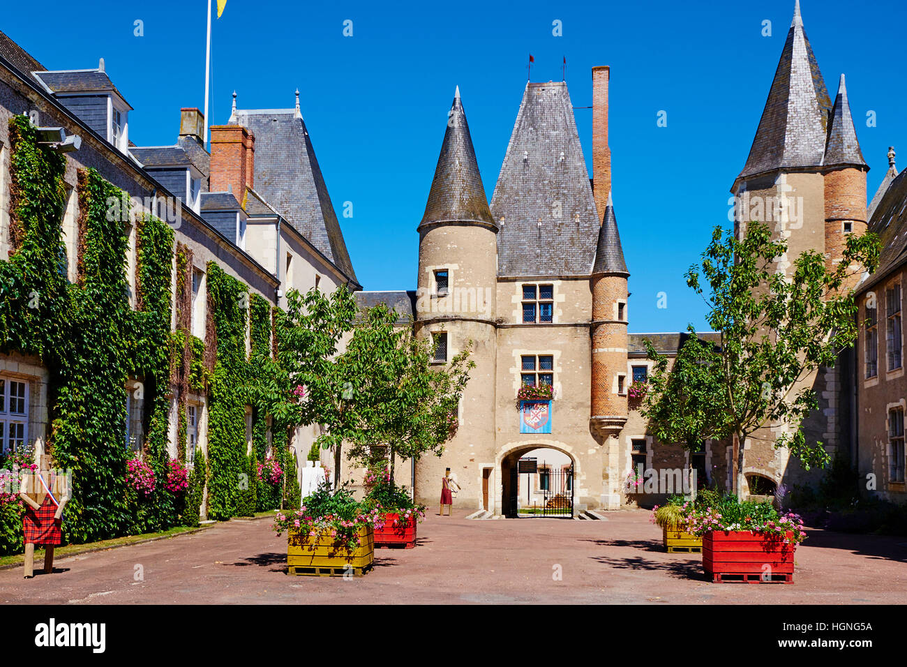 France, Cher (18), Sologne, Aubigny-sur-Nere, the Jacques Coeur road, city of Stuart, Stuarts Castle Stock Photo