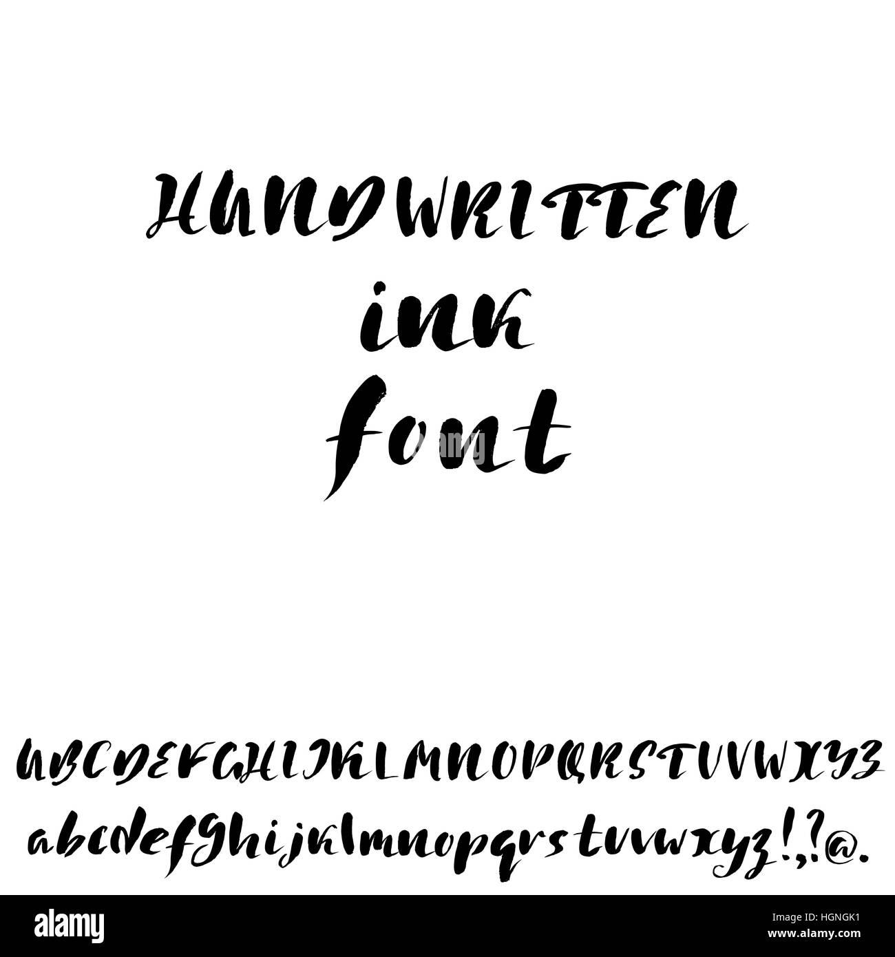 Hand drawn font made by dry brush strokes. Grunge style alphabet Stock ...