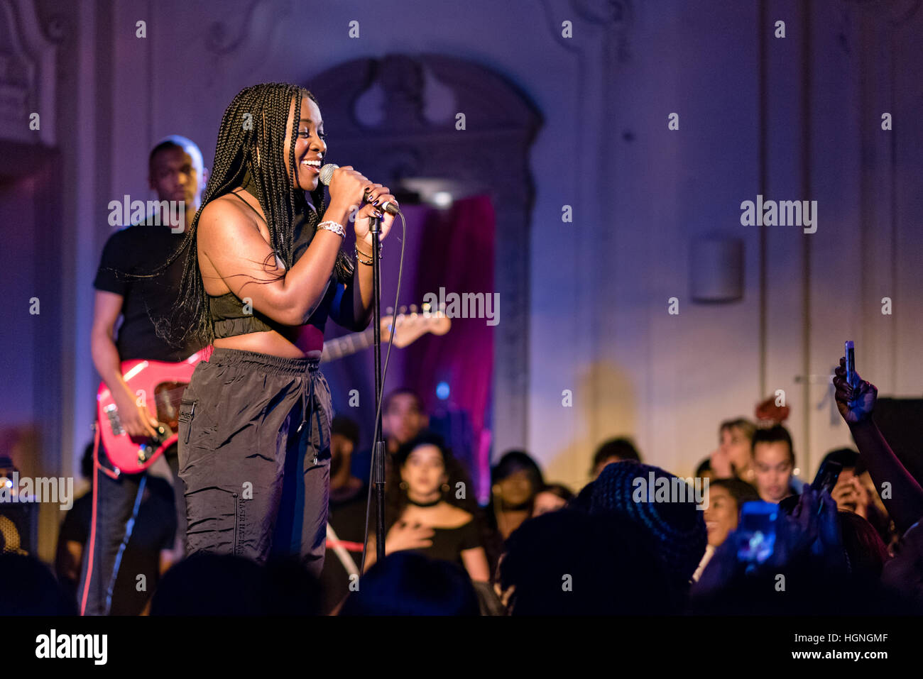 Ray BLK interacting with the audience at a live concert in September 2016 Stock Photo