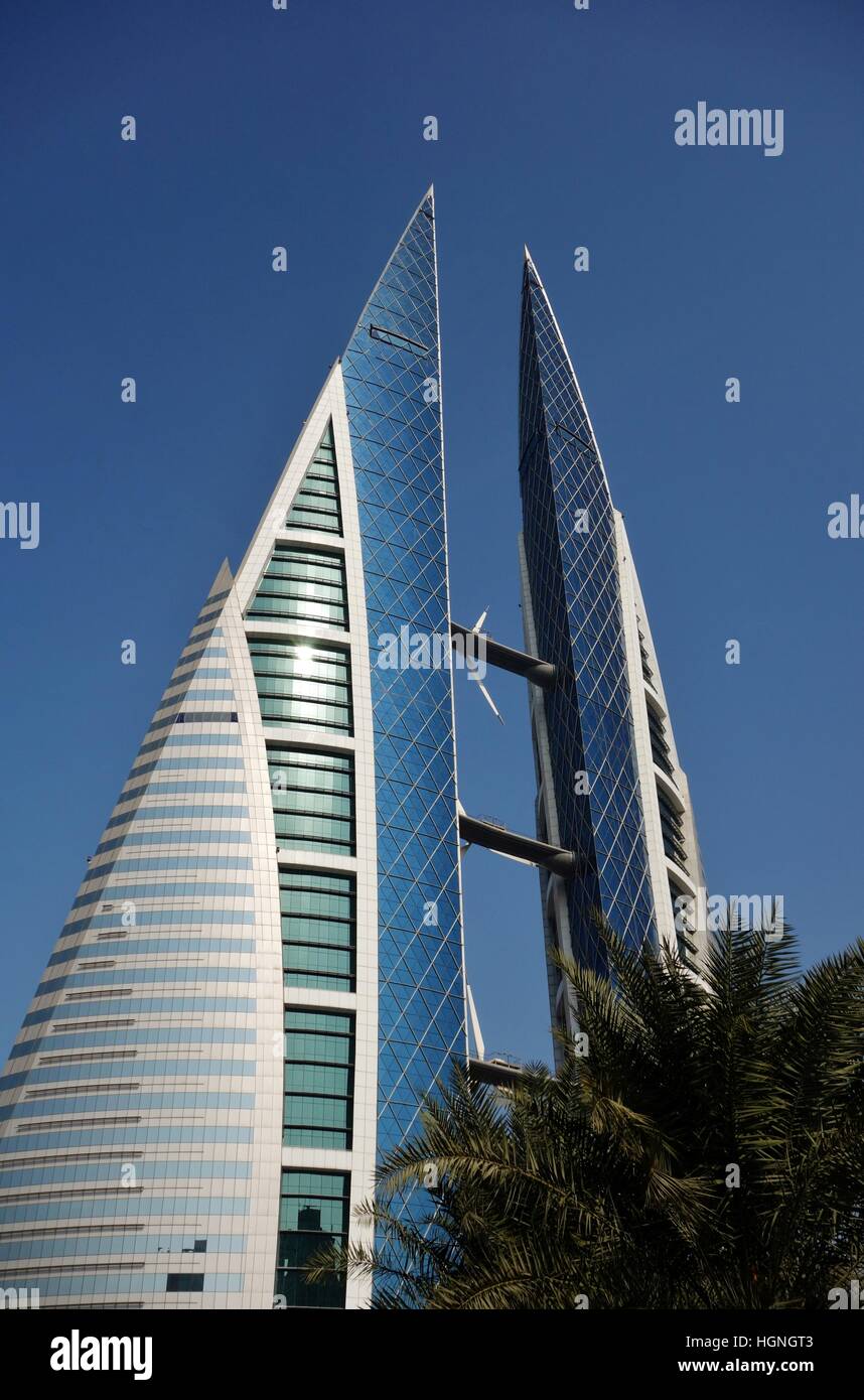 The Bahrain World Trade Center in Manama Stock Photo