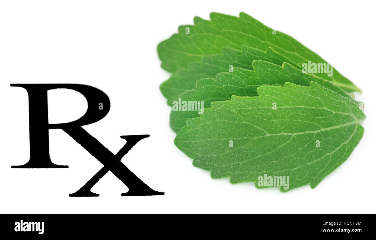Prescribed stevia leaf as herbal medicine Stock Photo
