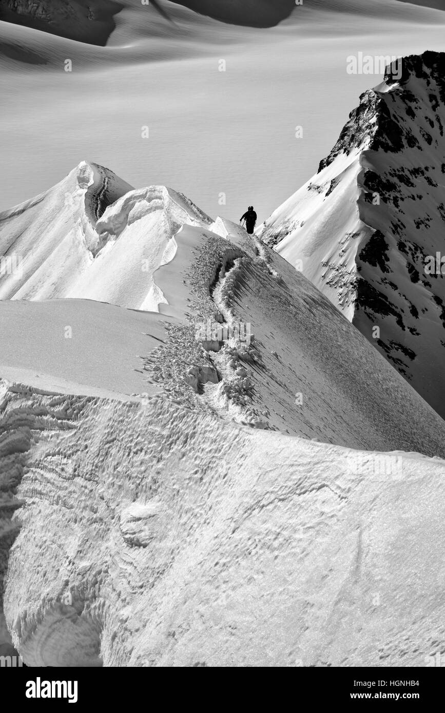 Climbers on the Monch in the Bernese Oberland Stock Photo