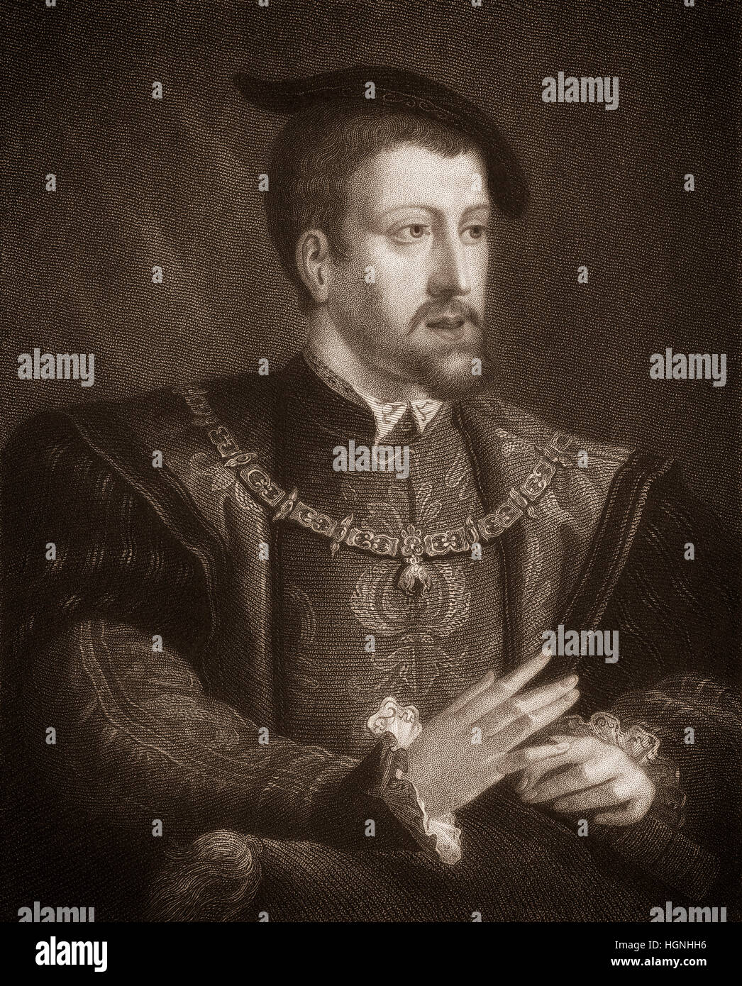 Charles V, 1500 - 1558, Habsburg, King Charles I or Carlos I of Spain, Holy Roman-German King, Emperor of the Holy Roman Empire Stock Photo