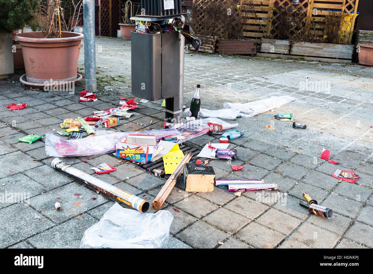 Trash in the new year Stock Photo Alamy