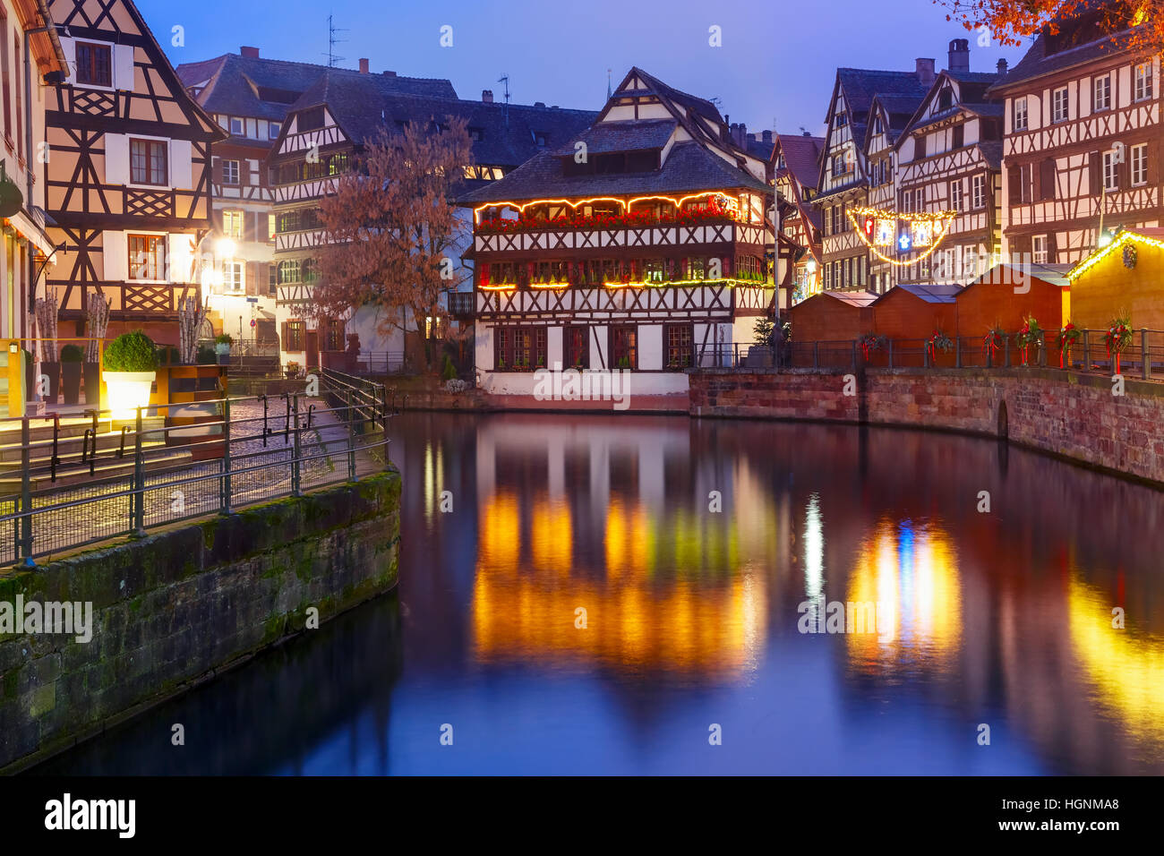 Night Petite France In Strasbourg Alsace Stock Photo Alamy