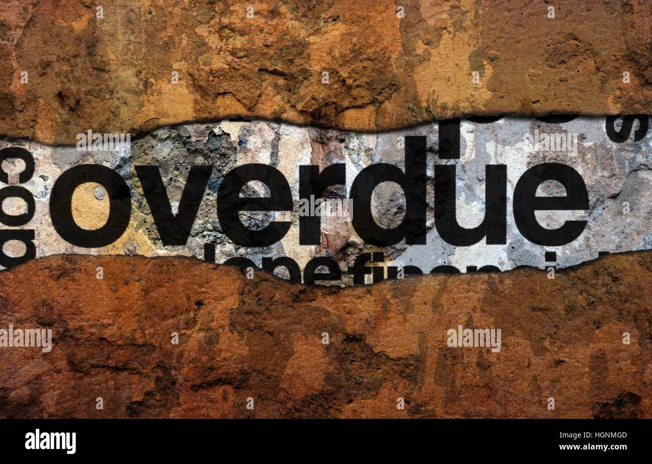 Overdue text on wall Stock Photo - Alamy
