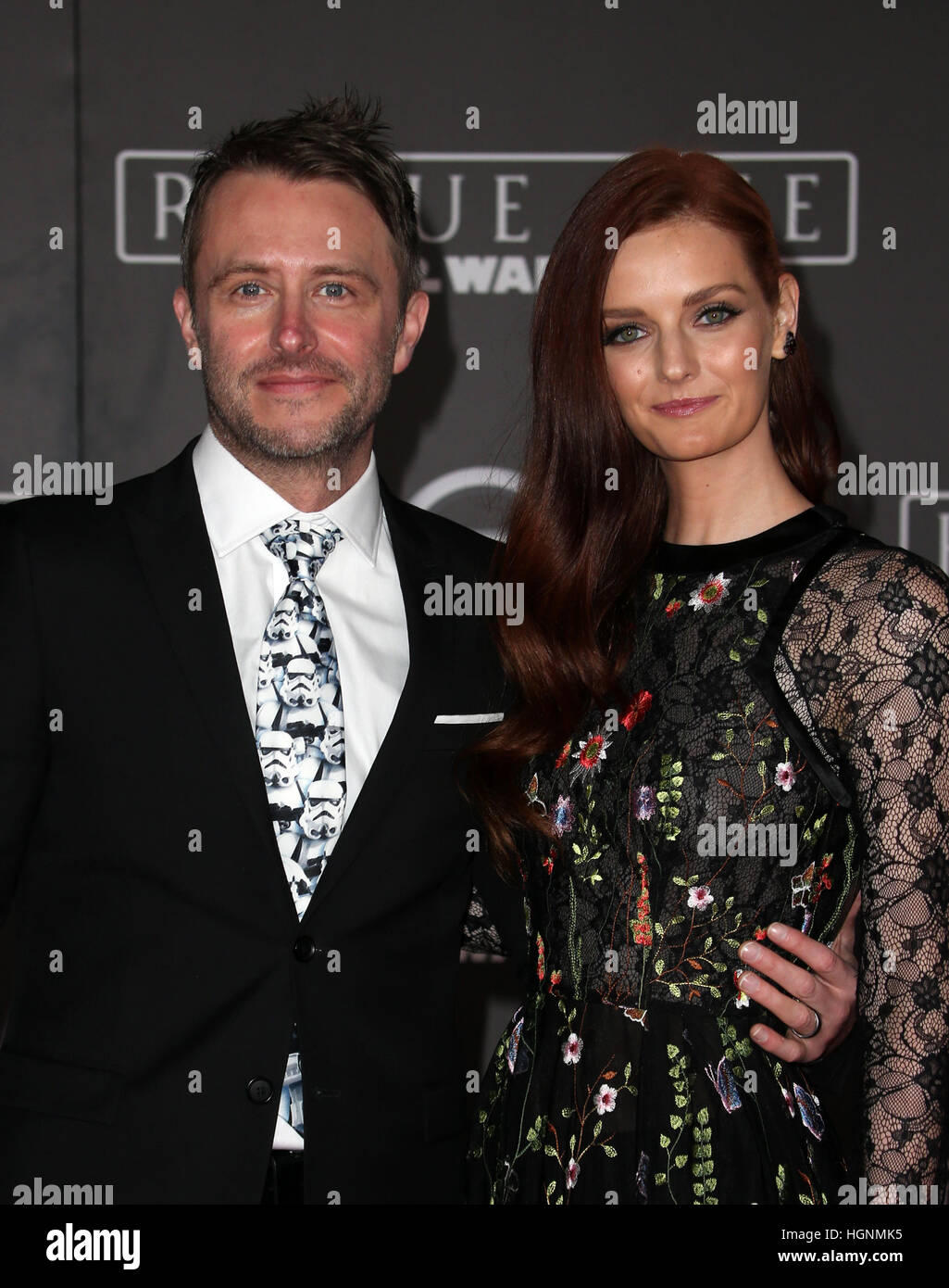 Chris Hardwick and Lydia Hearst attending the premiere of Walt Disney ...
