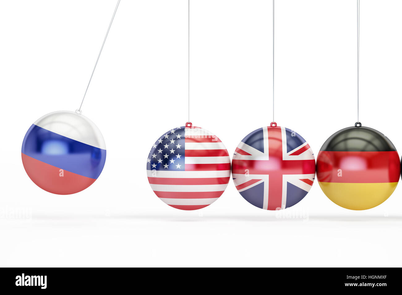 Russia, USA, Great Britain, Germany political war conflict concept. 3D rendering isolated on white background Stock Photo