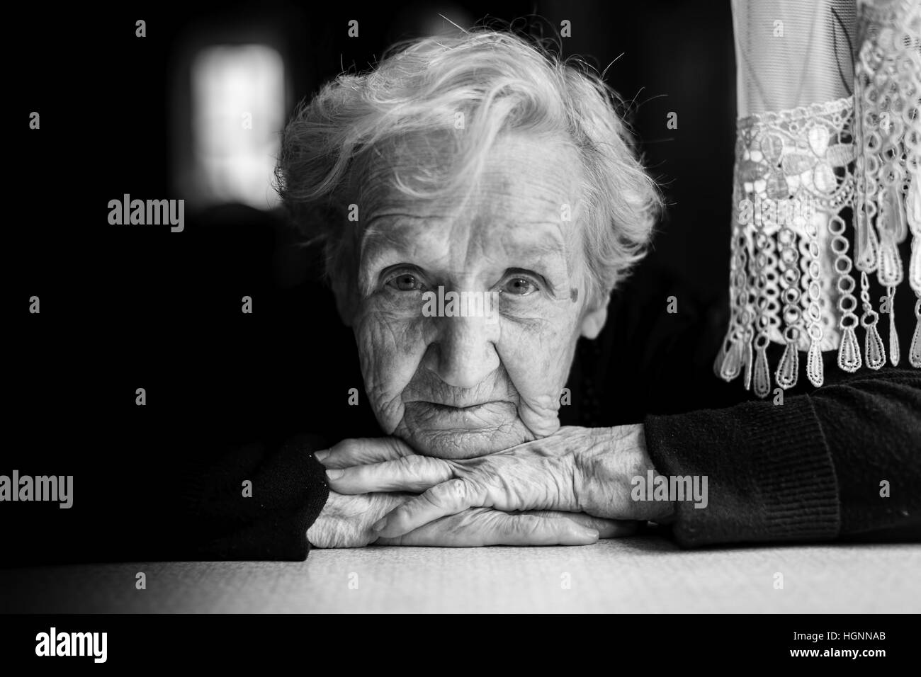Black background grandmother hi-res stock photography and images - Alamy