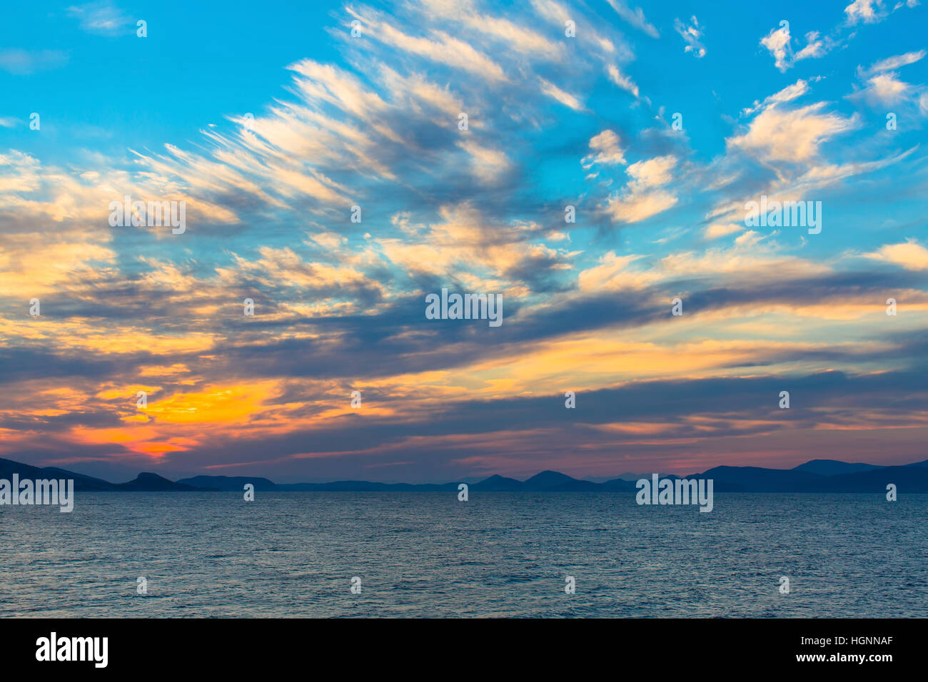 Beautiful sunset in the Sea Stock Photo - Alamy