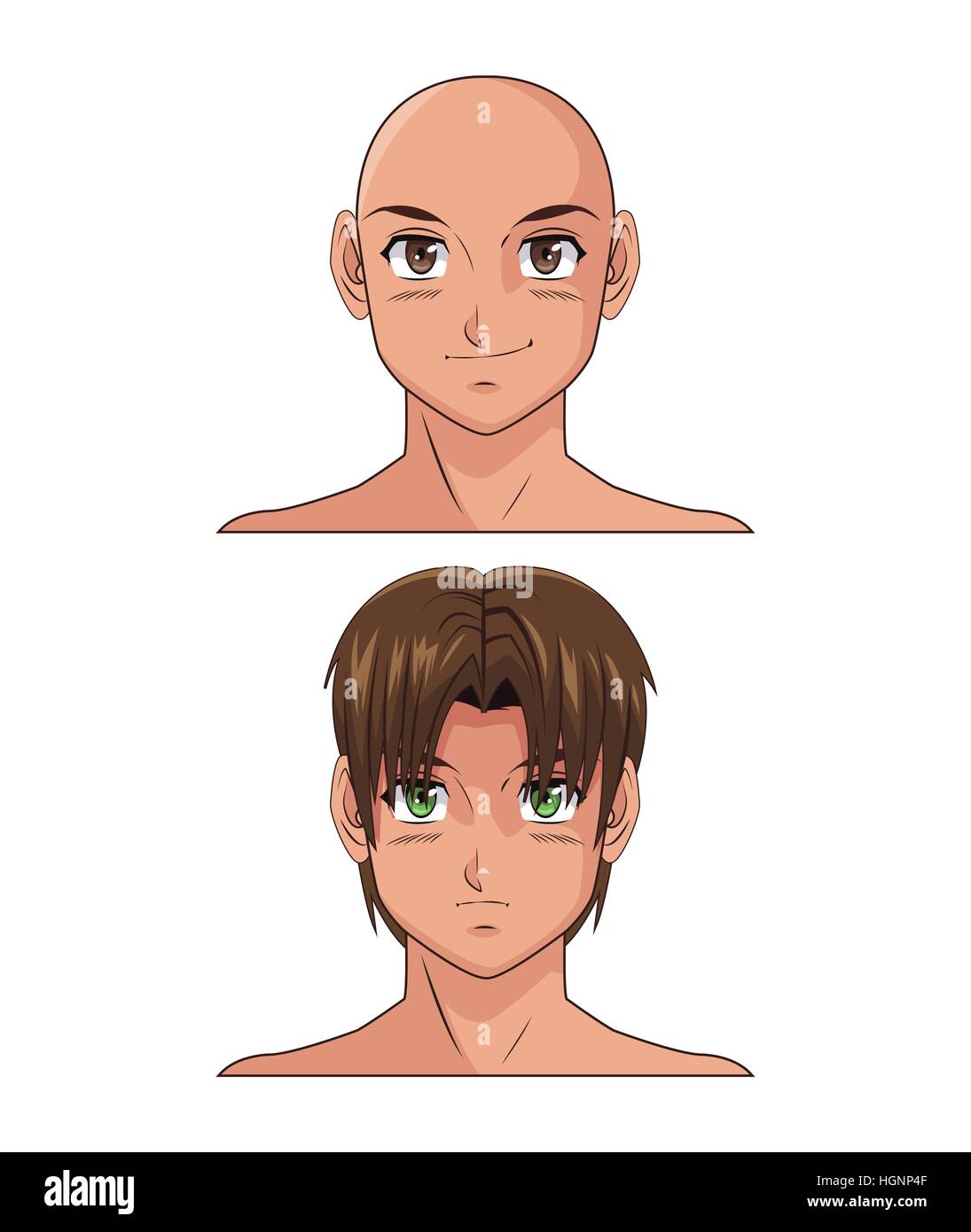 Portrait Face Manga Anime Male Bald Stock Vector (Royalty Free) 554147278 |  Shutterstock