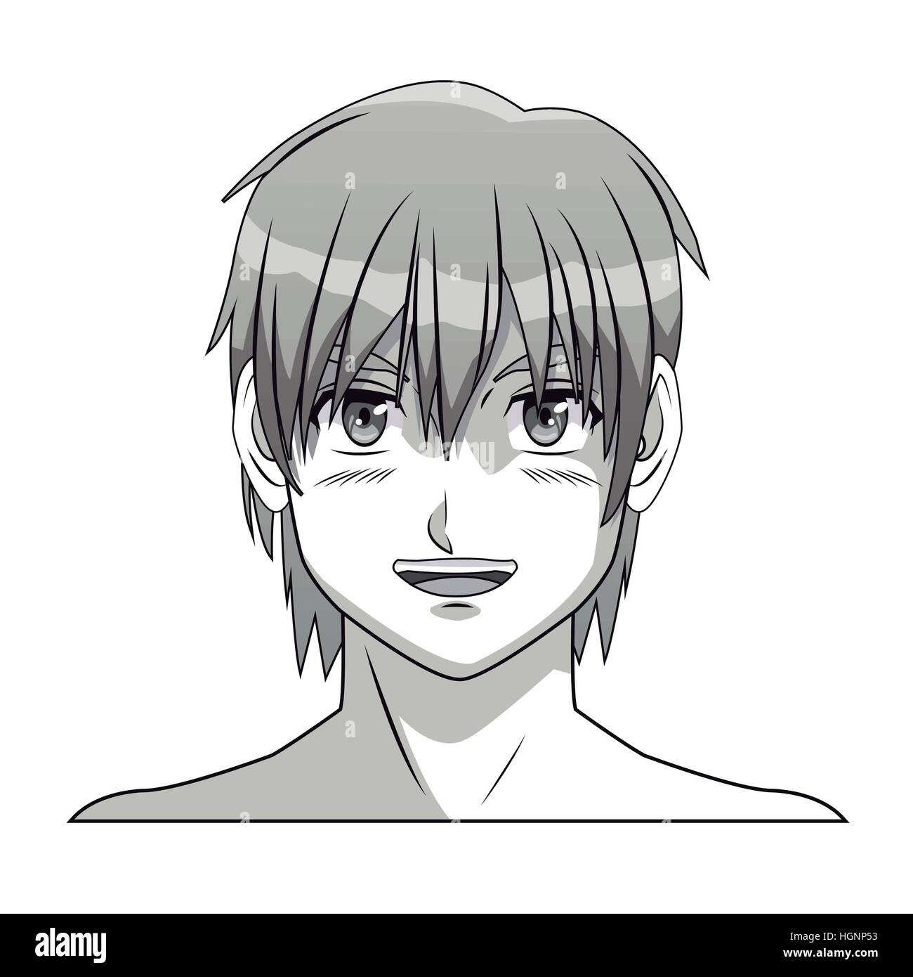 face boy anime manga comic smile young Stock Vector Image & Art - Alamy