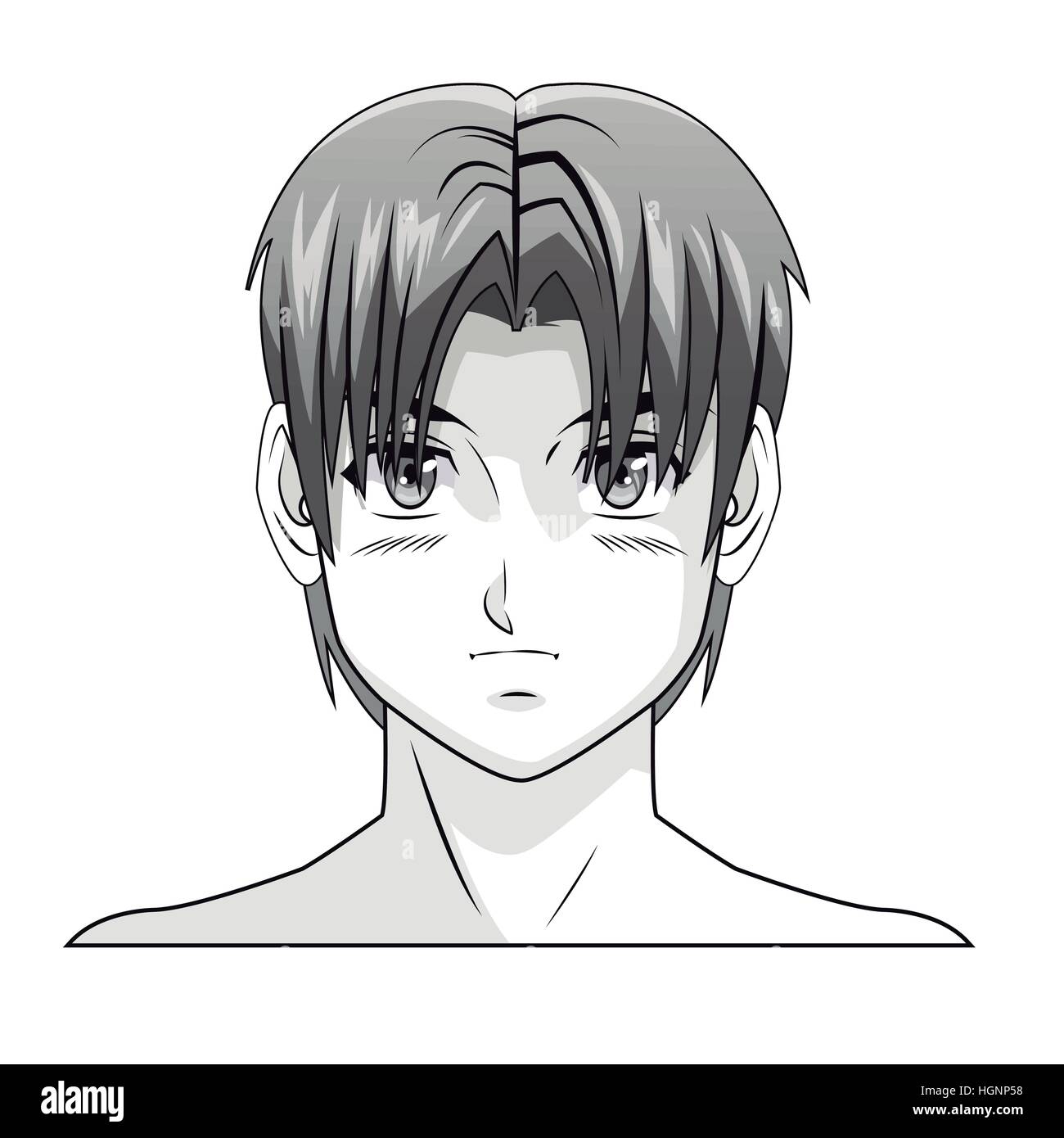 Black And White Manga Boy Hair Part