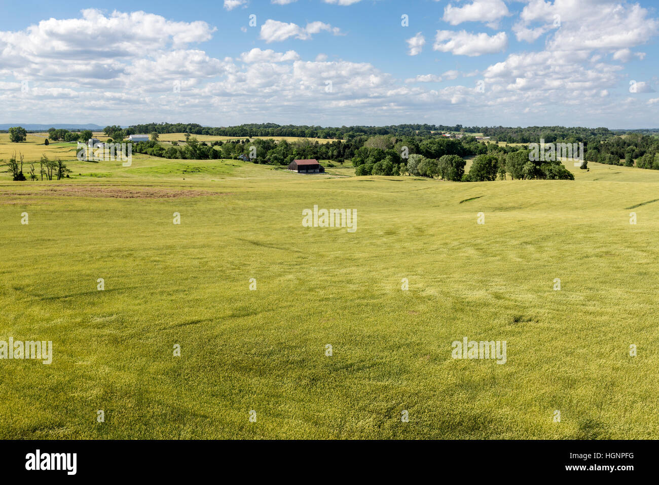Antietam Battlefield.  View of the Battlefield from Observation Tower at Bloody Lane. Stock Photo