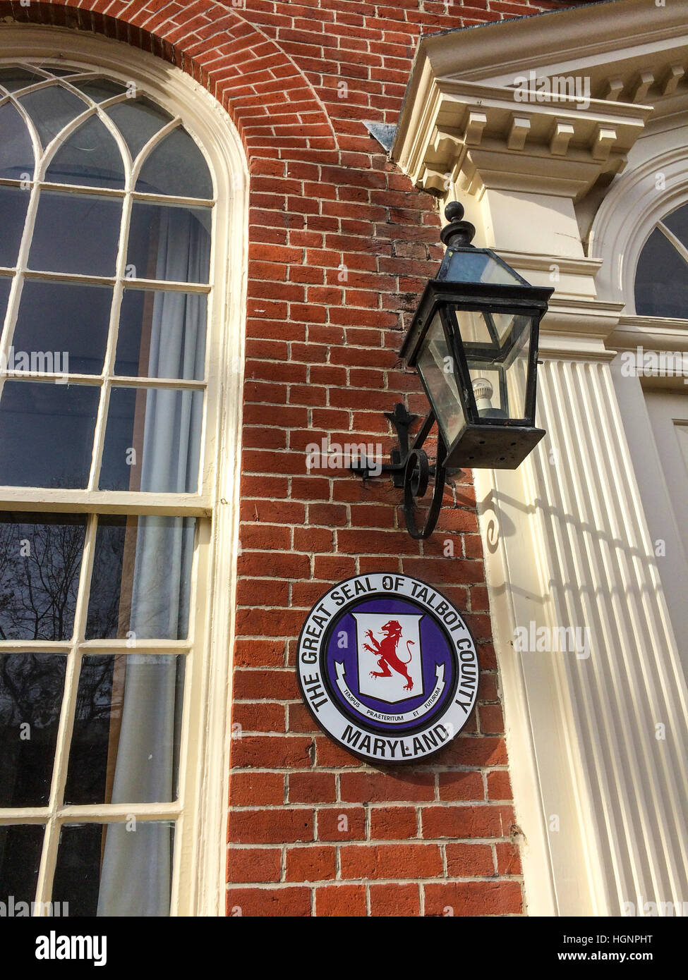 Easton, Maryland.  Talbot County Court House, Great Seal of Talbot County. Stock Photo