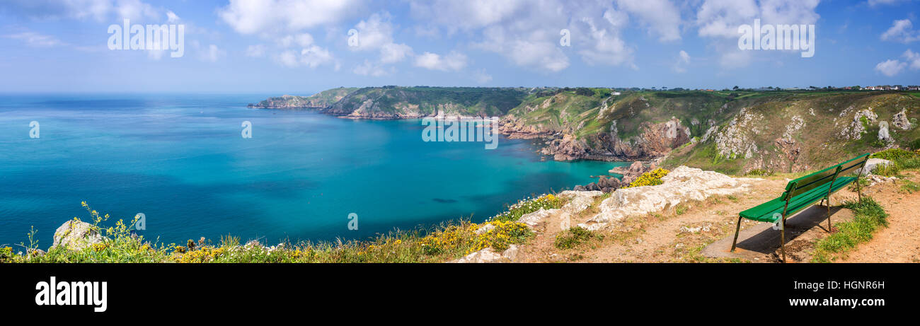 Icart point panorama, Guernsey Stock Photo