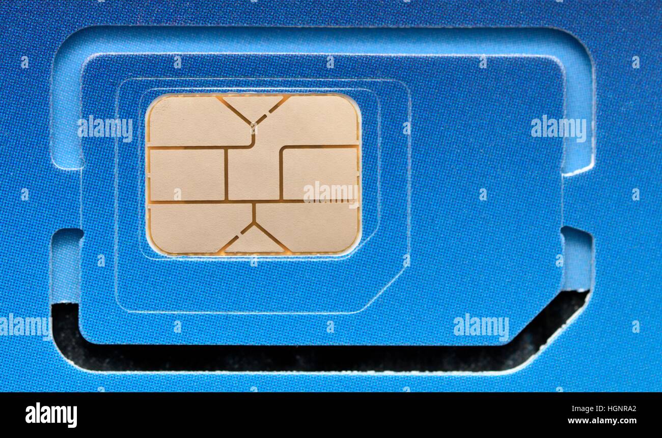 A mobile phone sim card close up macro image Stock Photo