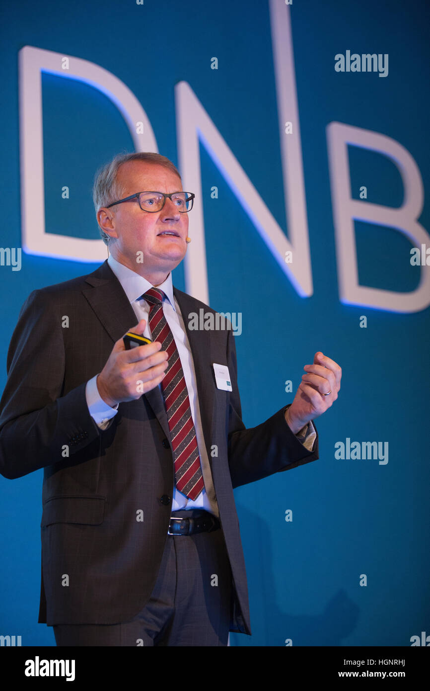 Rune Bjerke, DNB Group Chief Executive at the DNB Capital Markets Day, 16th November 2016, Claridges Hotel, London, UK Stock Photo