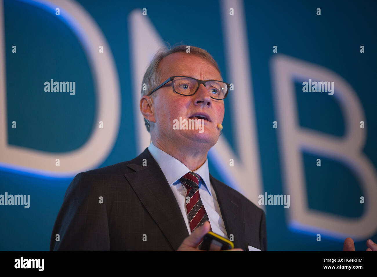 Rune Bjerke, DNB Group Chief Executive at the DNB Capital Markets Day, 16th November 2016, Claridges Hotel, London, UK Stock Photo