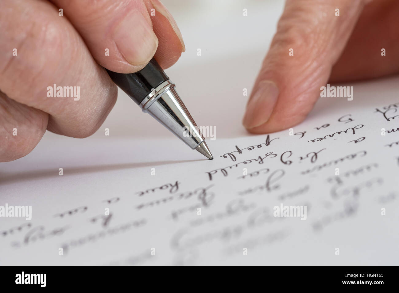 SENIOR WRITING Stock Photo