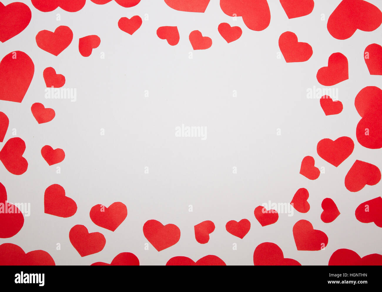 Frame from paper red hearts with white background with copy space Stock ...