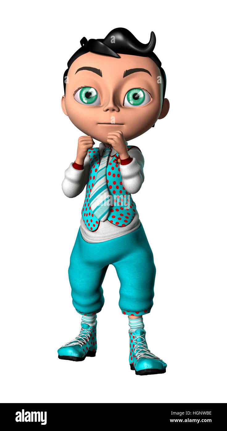 3D rendering of a cute cartoon boy isolated on white background Stock ...