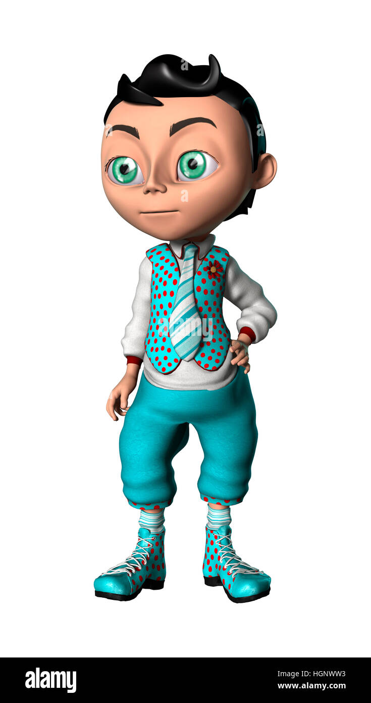 3D rendering of a cute cartoon boy isolated on white background Stock ...