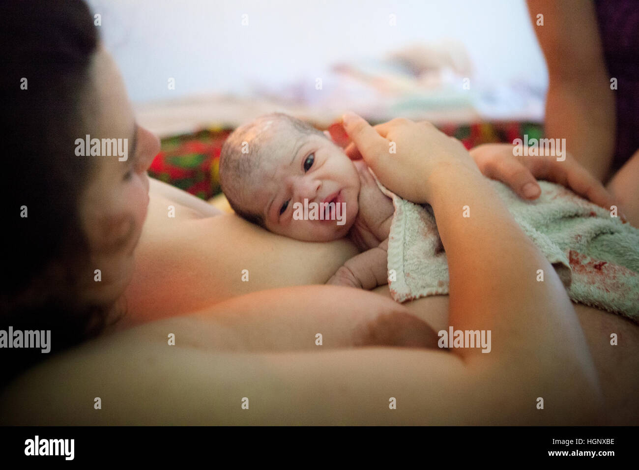 HOME BIRTHING Stock Photo