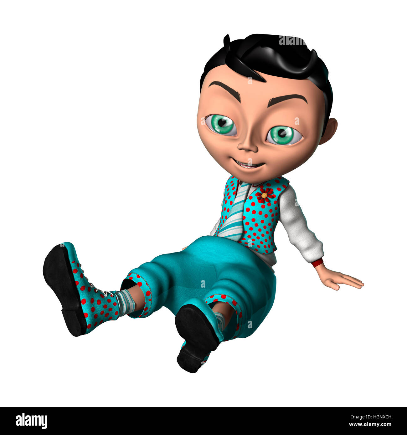 3D rendering of a cute cartoon boy isolated on white background Stock ...