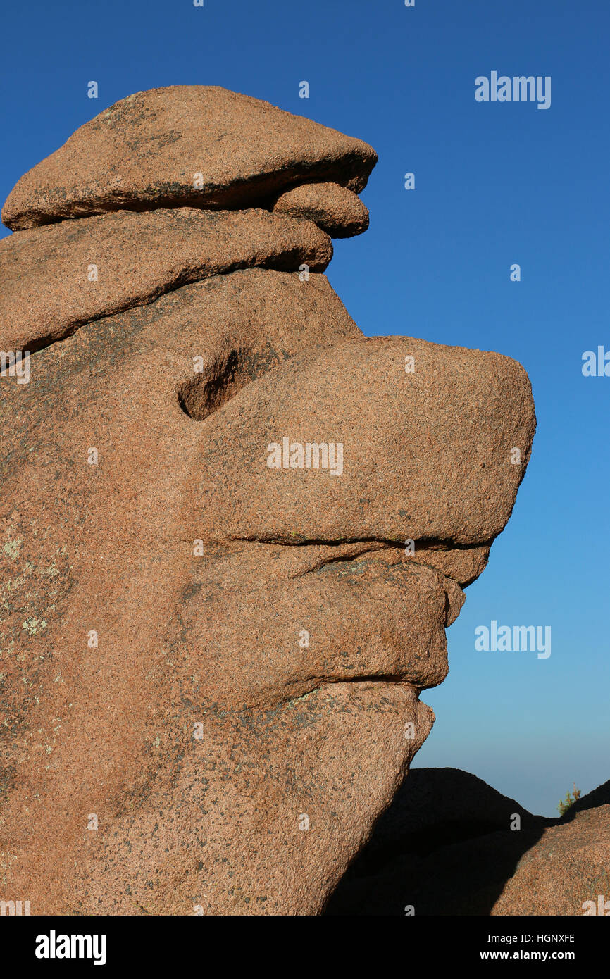 Face like rock Garden of the Gods Park Colorado Rocky Mountain Stock Photo