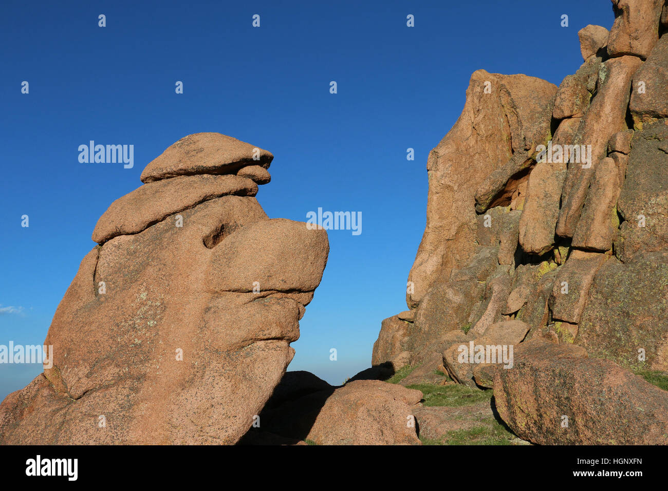 Face like rock Garden of the Gods Park Colorado Rocky Mountain Stock Photo