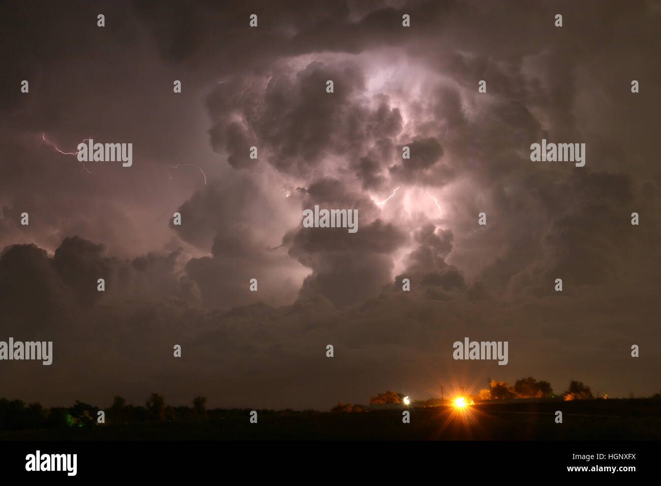 Lightning in thunder storm Colorado Stock Photo