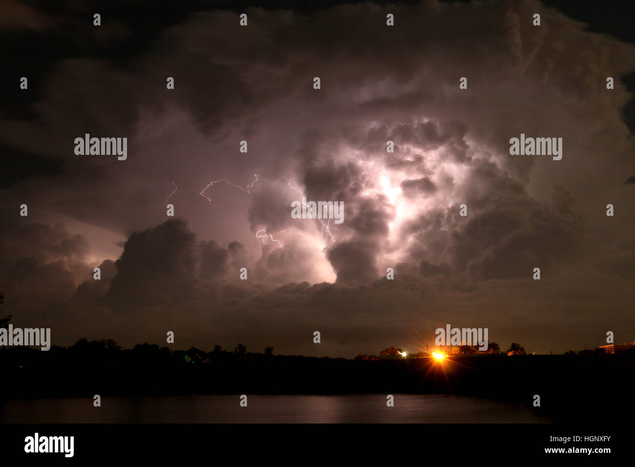 Lightning in thunder storm Colorado Stock Photo