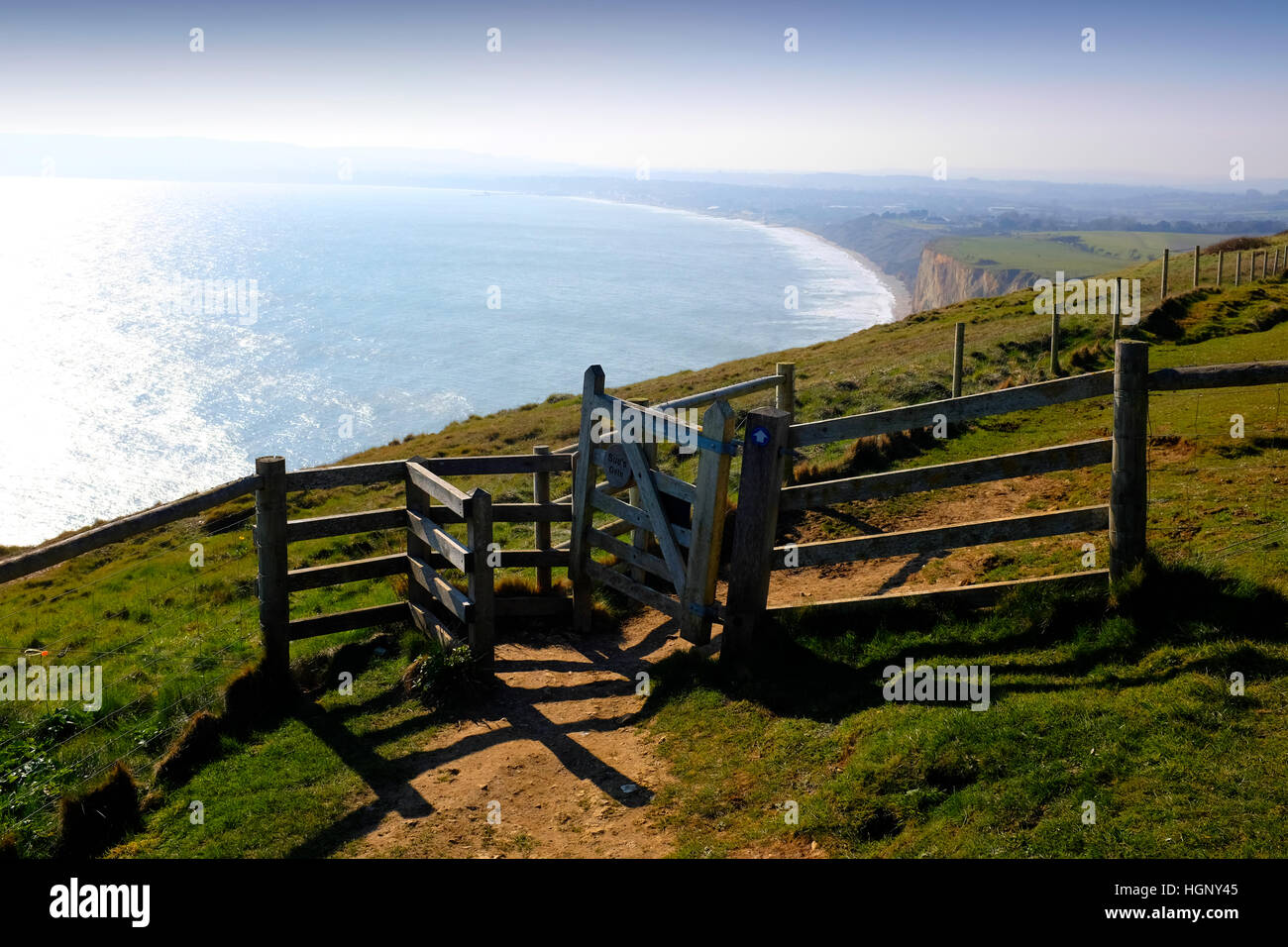 View of Sandown bay from Culver Down. Sandown, Isle of Wight, England