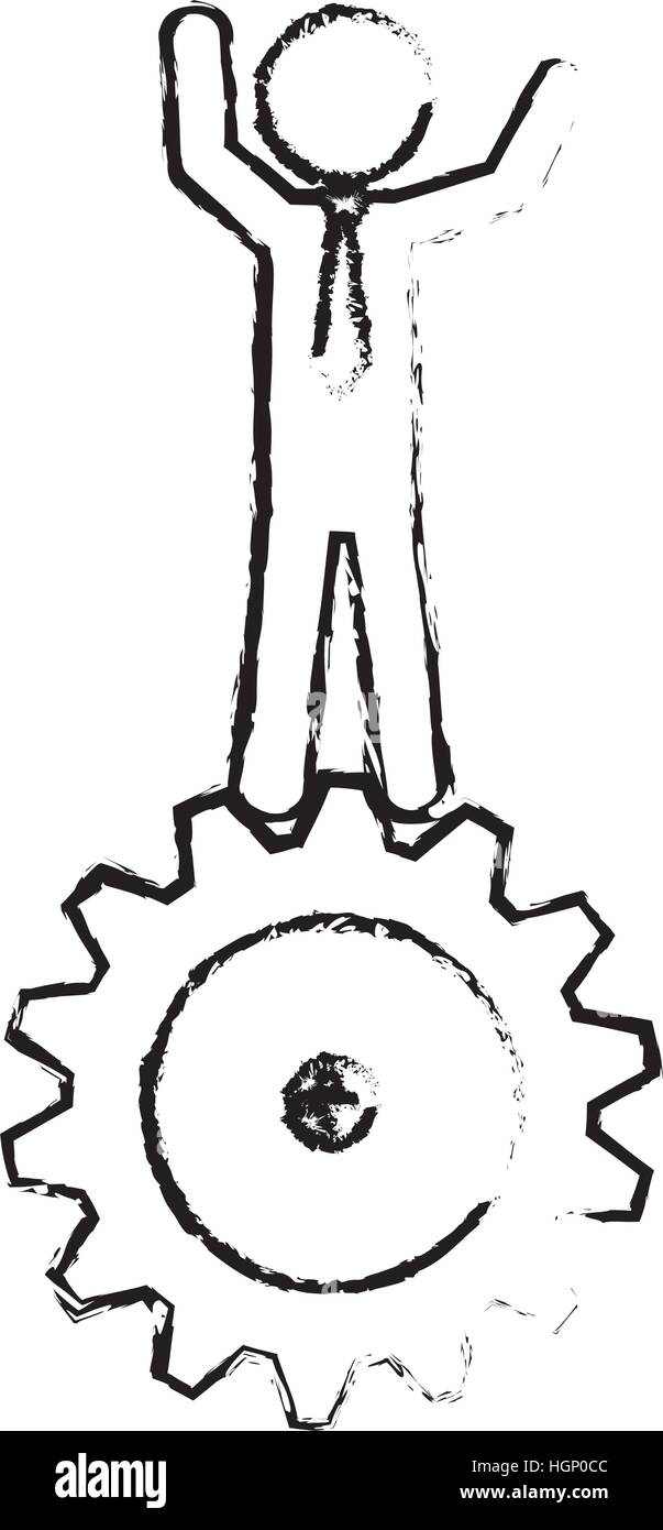 man and gear wheel icon over white background. vector illustration ...