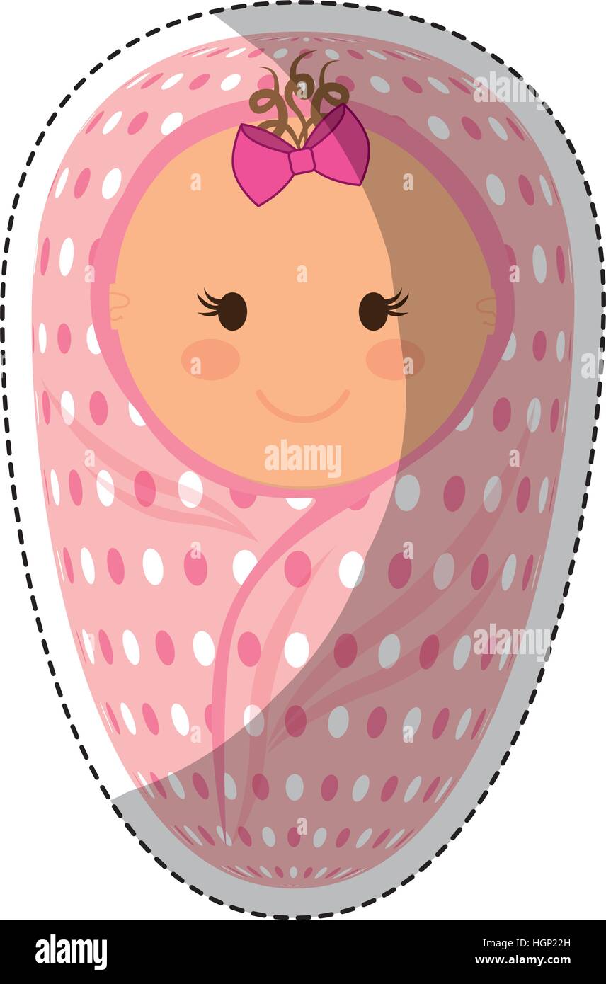 cute baby girl wrapped in a blanket icon over white background ...