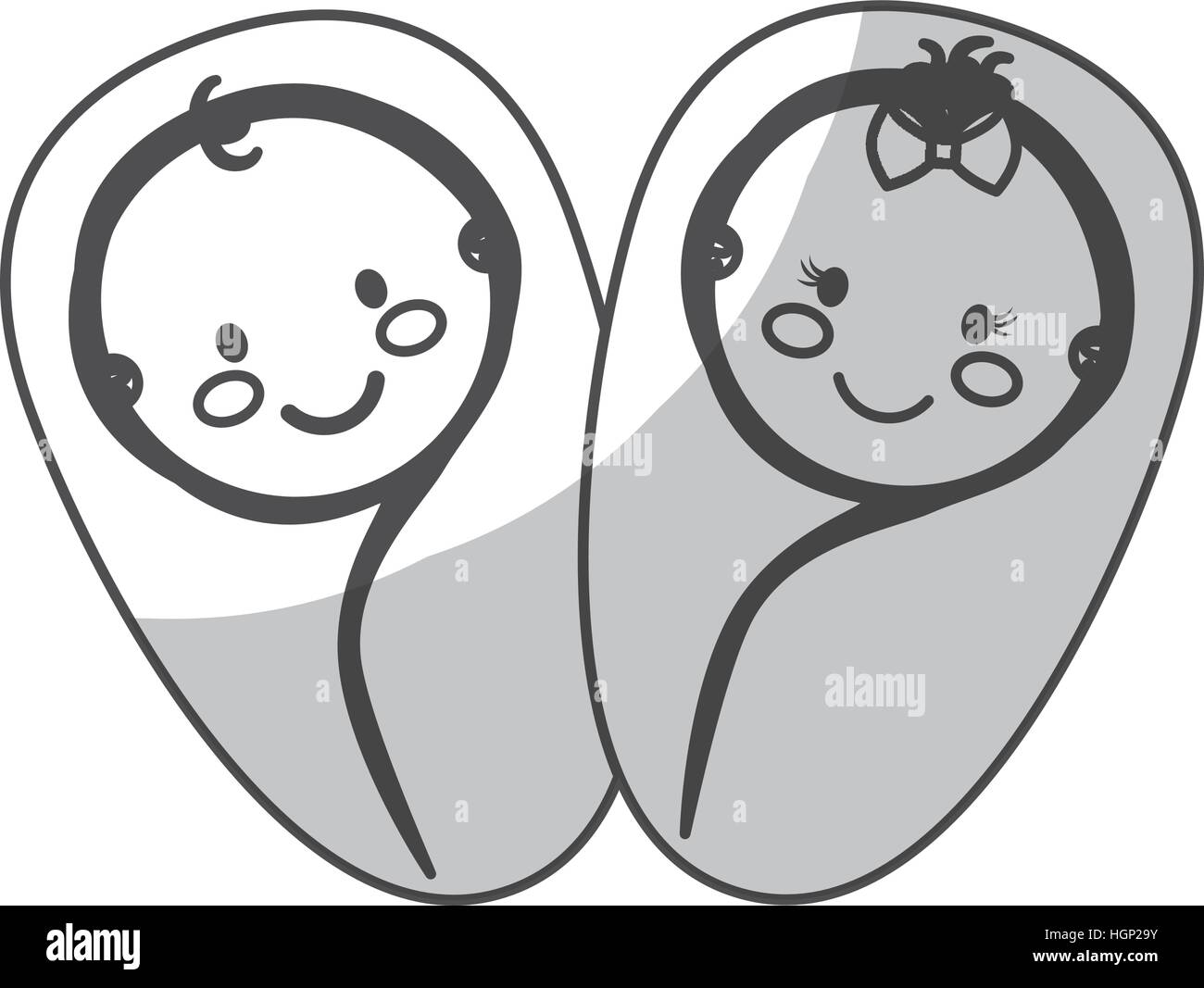 happy babies boy and girl in cocoon  icon image vector illustration design Stock Vector
