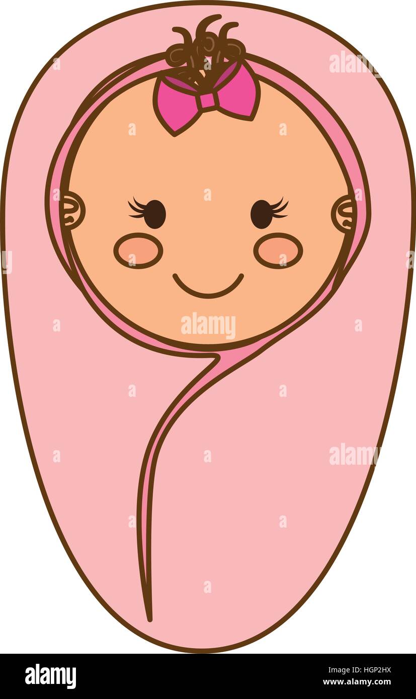 cute baby wrapped in a blanket icon over white background. colorful ...