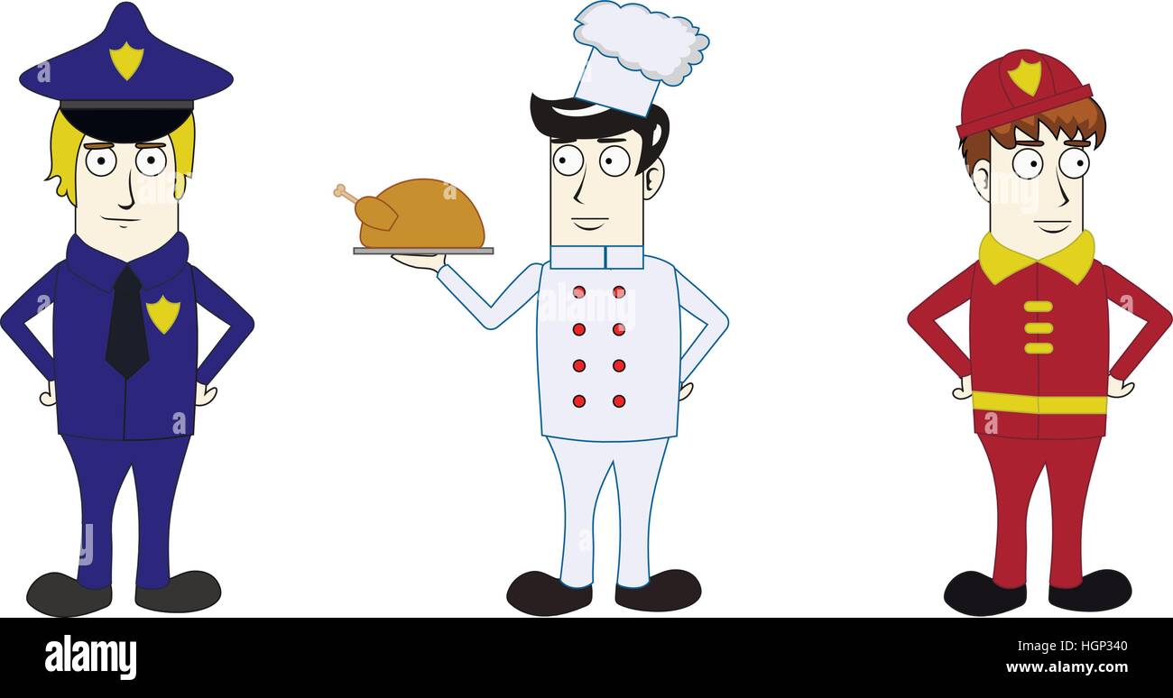 Professions policeman, cook, fireman Stock Vector Image & Art - Alamy