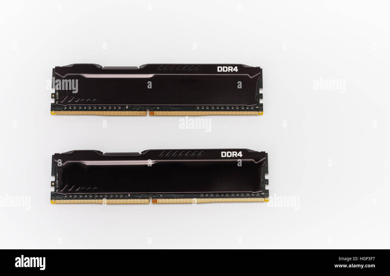 Ram DDR4 memory modules on white background, main component of desktop ...