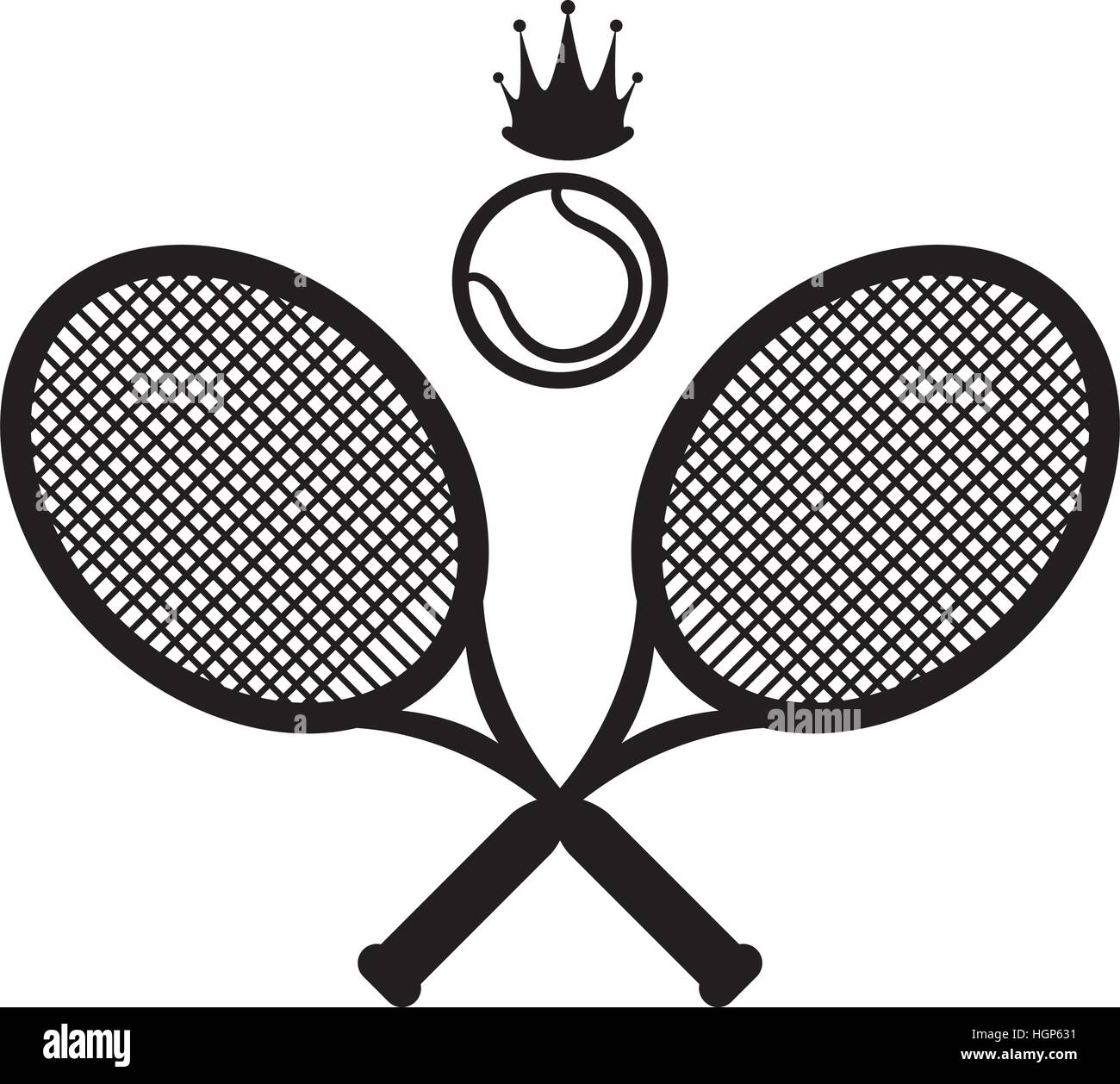 tennis ball and rackets crossed icon over white background. sport ...
