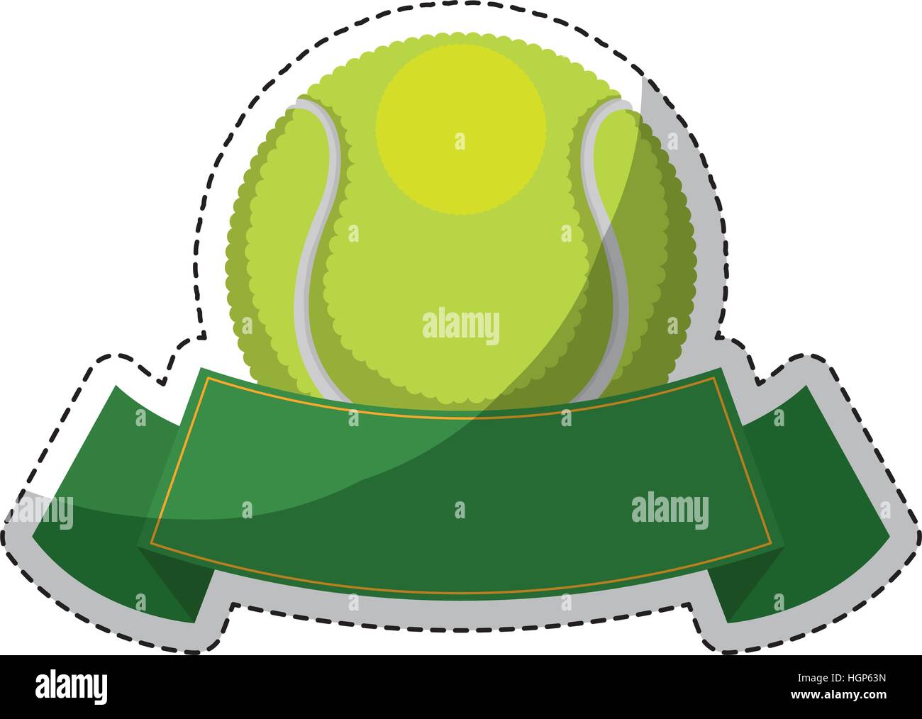 decorative ribbon and tennis ball icon over white background. sport ...