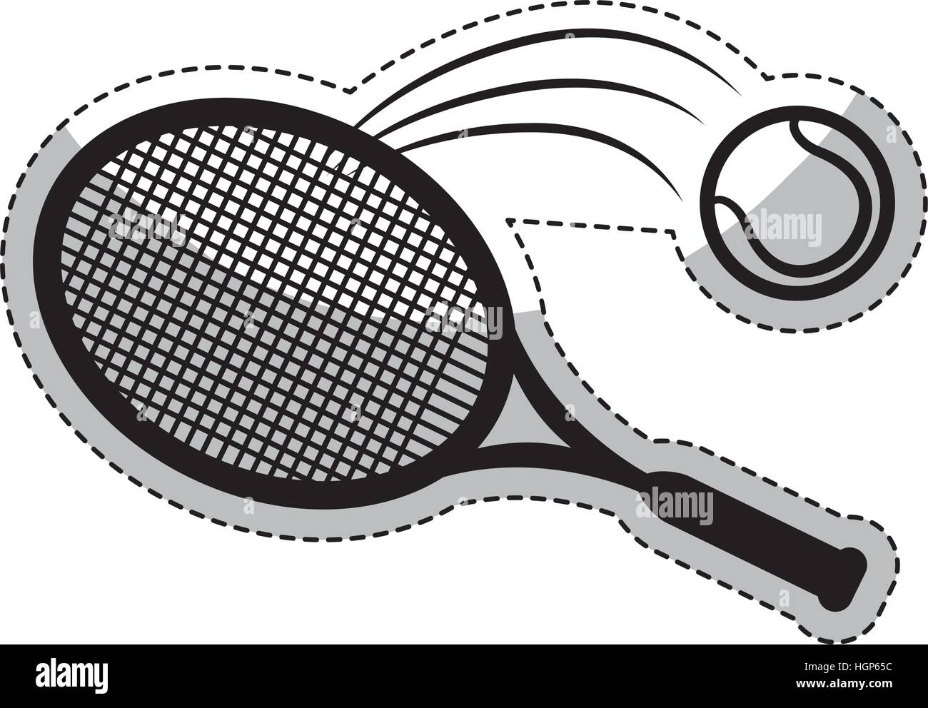 tennis ball and racket icon over white background. sport equipment ...