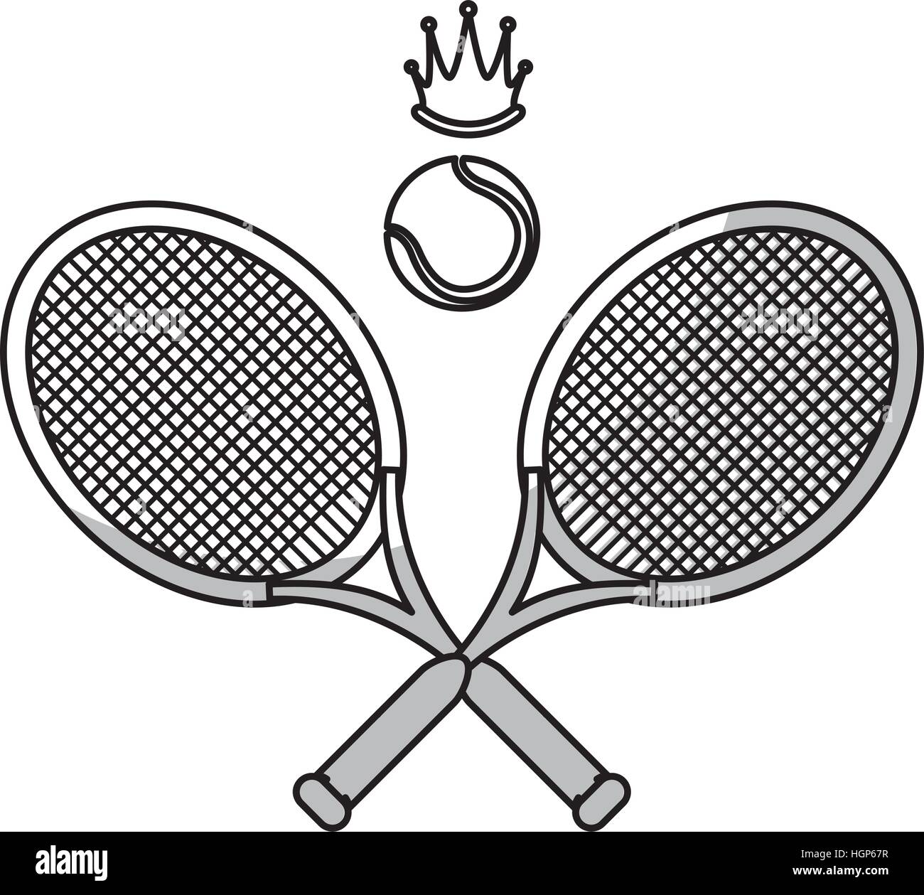 tennis ball and rackets crossed icon over white background. sport ...
