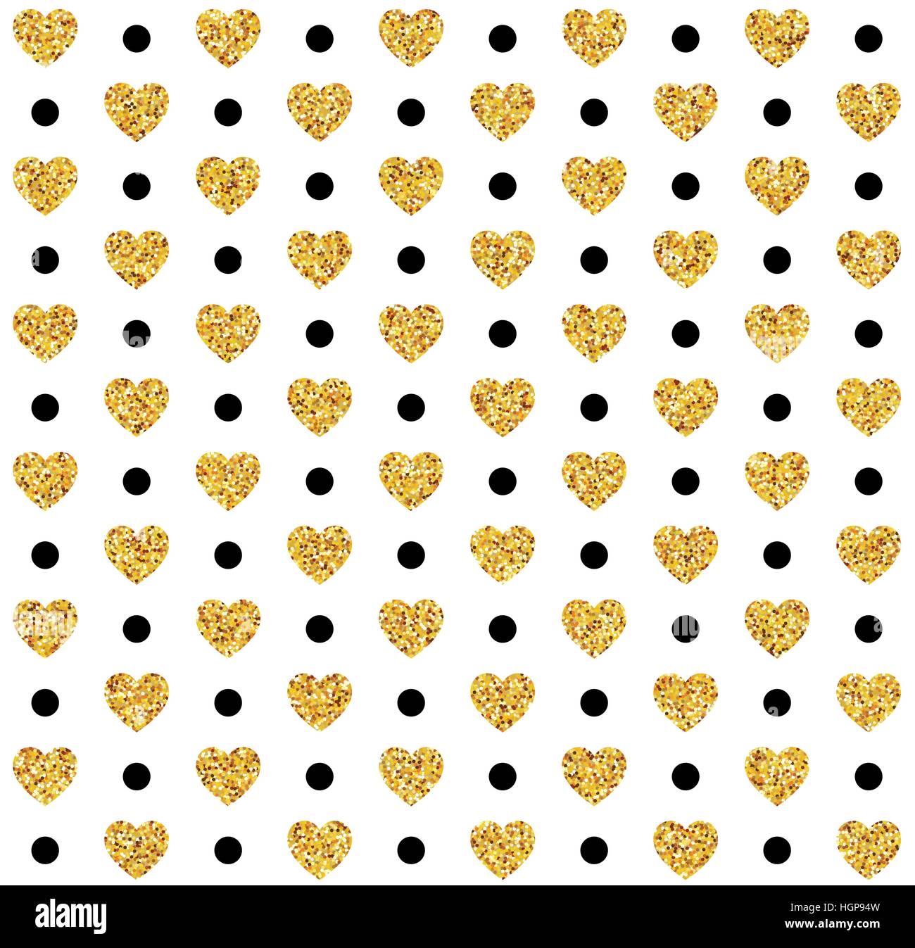 Vector Valentines day seamless pattern background with hearts of gold ...