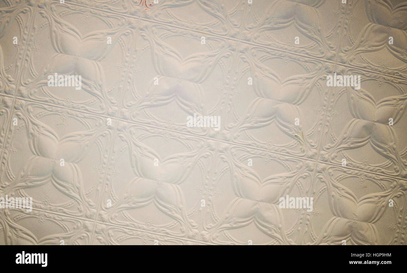 Abstract Of White Textured Ceiling Design With Repetitive