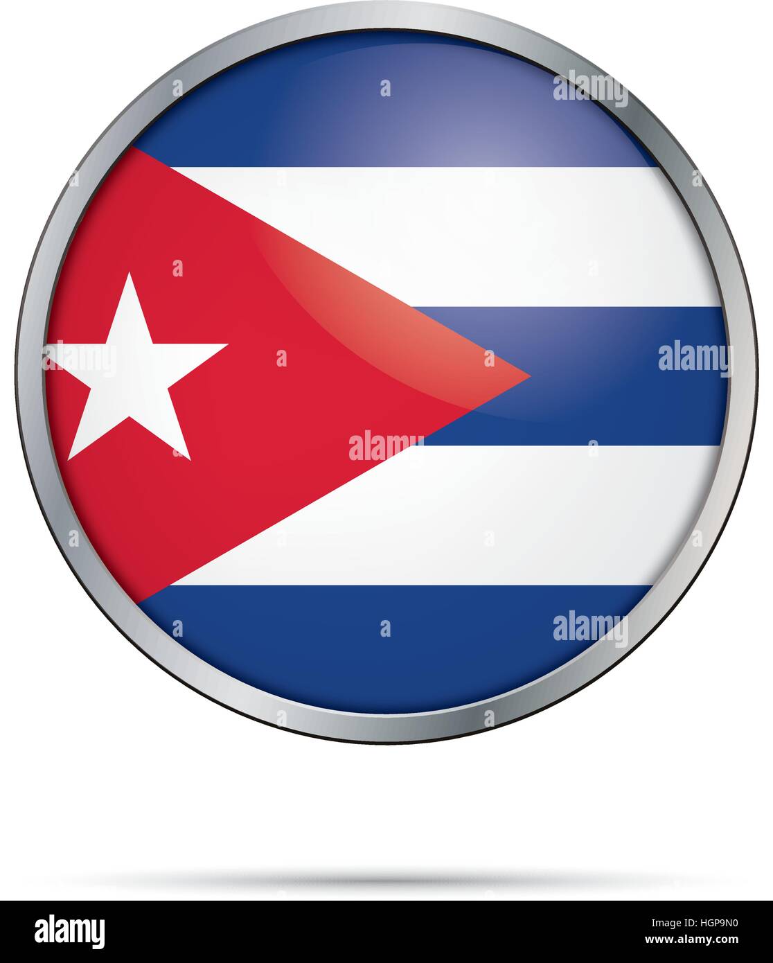 Cuba flag glass button style with metal frame. Vector Cuban flag button Stock Vector Image & Art