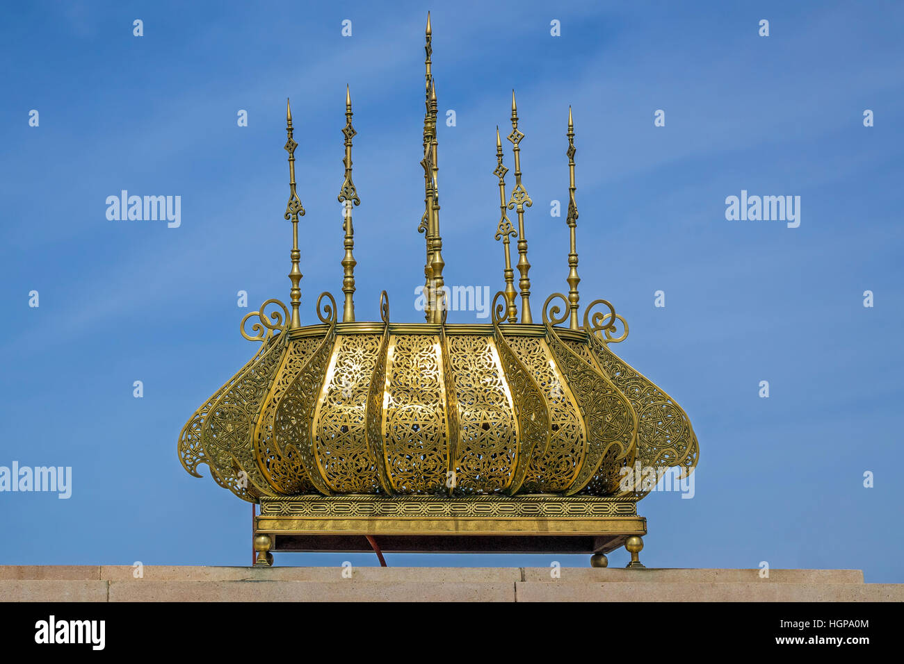 Gold Coloured Lamp Mausoleum Mohammed V Rabat Morocco Stock Photo