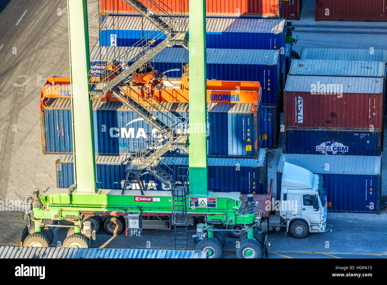 Loading A Vehicle With A Container Port Of Casablanca Morocco Stock Photo